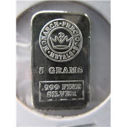 .999 Fine Silver Monarch Mint bar - 5 grams