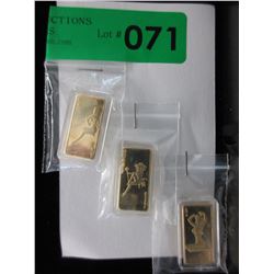 3 x .999 Gold clad Pin Up Girl art bars