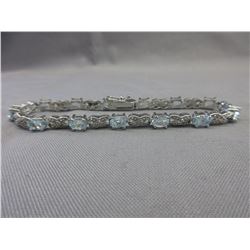 Blue Topaz & Diamond Tennis Bracelet