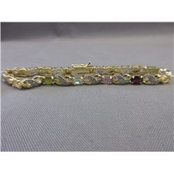 Multi-Gemstone & Diamond Tennis Bracelet
