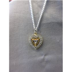 Sterling Silver Heart Necklace set with a Diamond