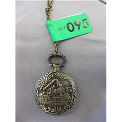 New Bronze Tone Train Motif Pocket Watch