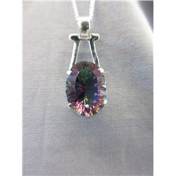 Sterling Silver 15 CT Mystic Topaz Necklace