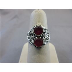 .925 Silver Ring Set with 2 Red Rubies