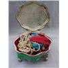 Image 2 : Metal Etched Rose Jewelry Box & Contents