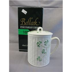 Irish "Belleek" china mug with lid