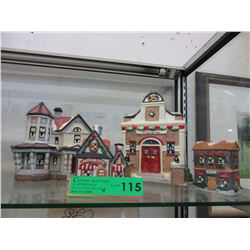 4 "Snow Village" ceramic buildings