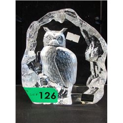 Signed Mats Jonasson crystal Owl sculpture