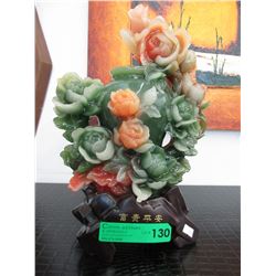 Oriental resin flower statue