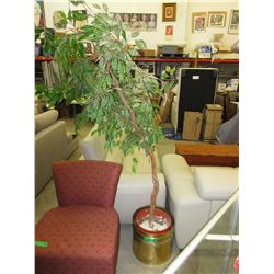 6 Foot Imitation tree in brass pot