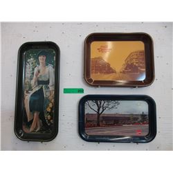 3 Coca-Cola tin trays