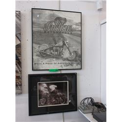 2 Framed prints with motorcycle theme