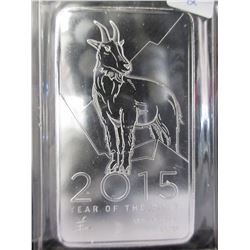 10 Troy Ounce 2015 Year of the Goat Silver Bar