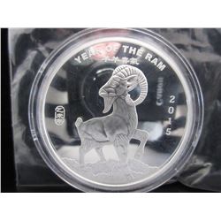 5 Troy Ounce 2015 Year of the Ram Silver Round.