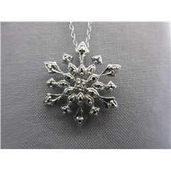 Diamond-set Snowflake Design Pendant & Chain