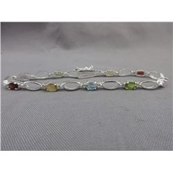 Multi-Gemstone Sterling Silver Tennis Bracelet