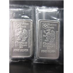 2 Swiss Mint Silver Gryphon Bars