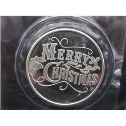 Merry Christmas Silver Art Round