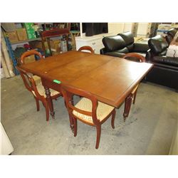 Victorian mahogany gate leg table with 5 chairs