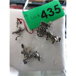 3 Vintage Sterling Silver pendant/charms