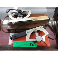2 Vintage Clinometers in original leather cases