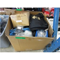Large box of new electronic cables & accessories