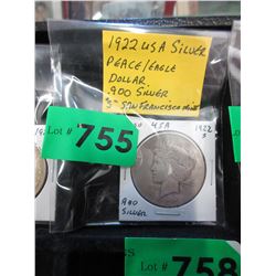 1922 USA Silver Peace Dollar