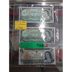 Last 3 issues of the Canadian $1 bill