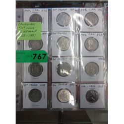 Canadian .50 cent coins - 12 Different
