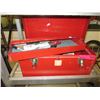Image 1 : Used red metal toolbox & contents