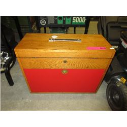 Hand made wood tool chest with key