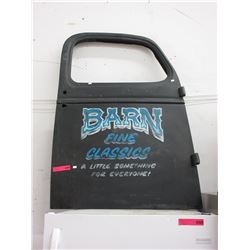 Vintage car door with advertising