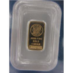 .9999 Fine Gold Sunshine Mint bullion bar - 1 gram
