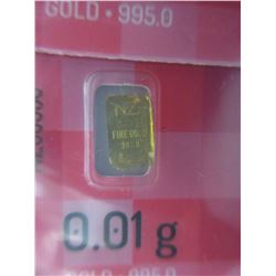 2 x .995 Fine Gold Investor bars - .01 grain each