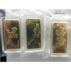 3 x .999 Gold Clad "Pin Up Girl" art bars