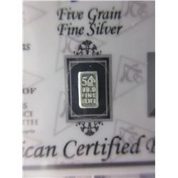 5 x .999 Fine Silver Bullion Bars - 5 grains each