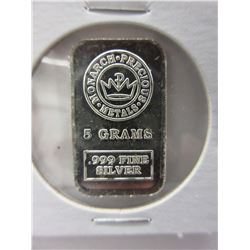 .999 Fine Silver Precious Metals bar - 5 grams