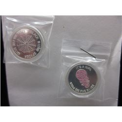2 x .999 Fine Silver Sydney Mint colourized rounds