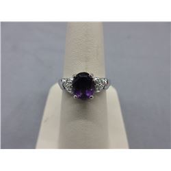 1.75 CT Amethyst & Diamond solitaire ring
