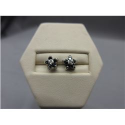 New Sterling Silver & Sapphire flower earrings