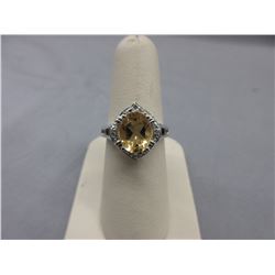 2.4 CT Oval Citrine & Diamond dinner ring