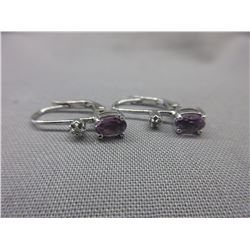 New - Sterling Silver, Amethyst & Diamond earrings