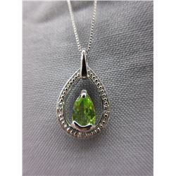 Sterling Silver, Peridot & Diamond Necklace