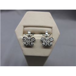 New - Sterling Silver & Diamond Butterfly Earrings