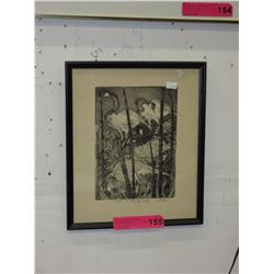 Pencil signed block print