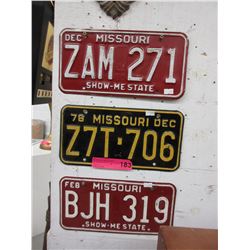 3 Missouri license plates