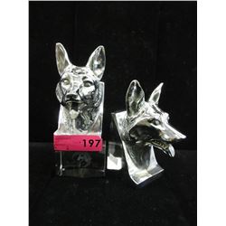 2 Vintage cast metal German Shepherd bookends
