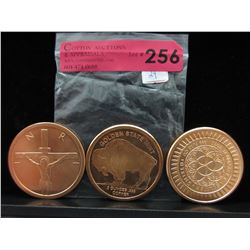 3 Fine Copper Art Rounds