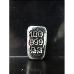 10 Gram Silver Loaf Bar - Double Skull Stamp