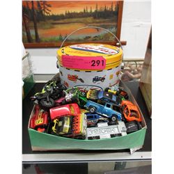 Tonka toy tin & used assorted cars